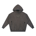 Coffee Redeemed Snow Washed Distressed Panel Pocket Hoodie