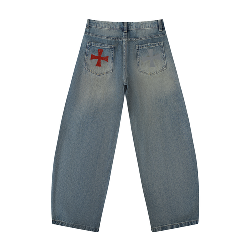 Redeemed Distressed Barrel Leg Jeans