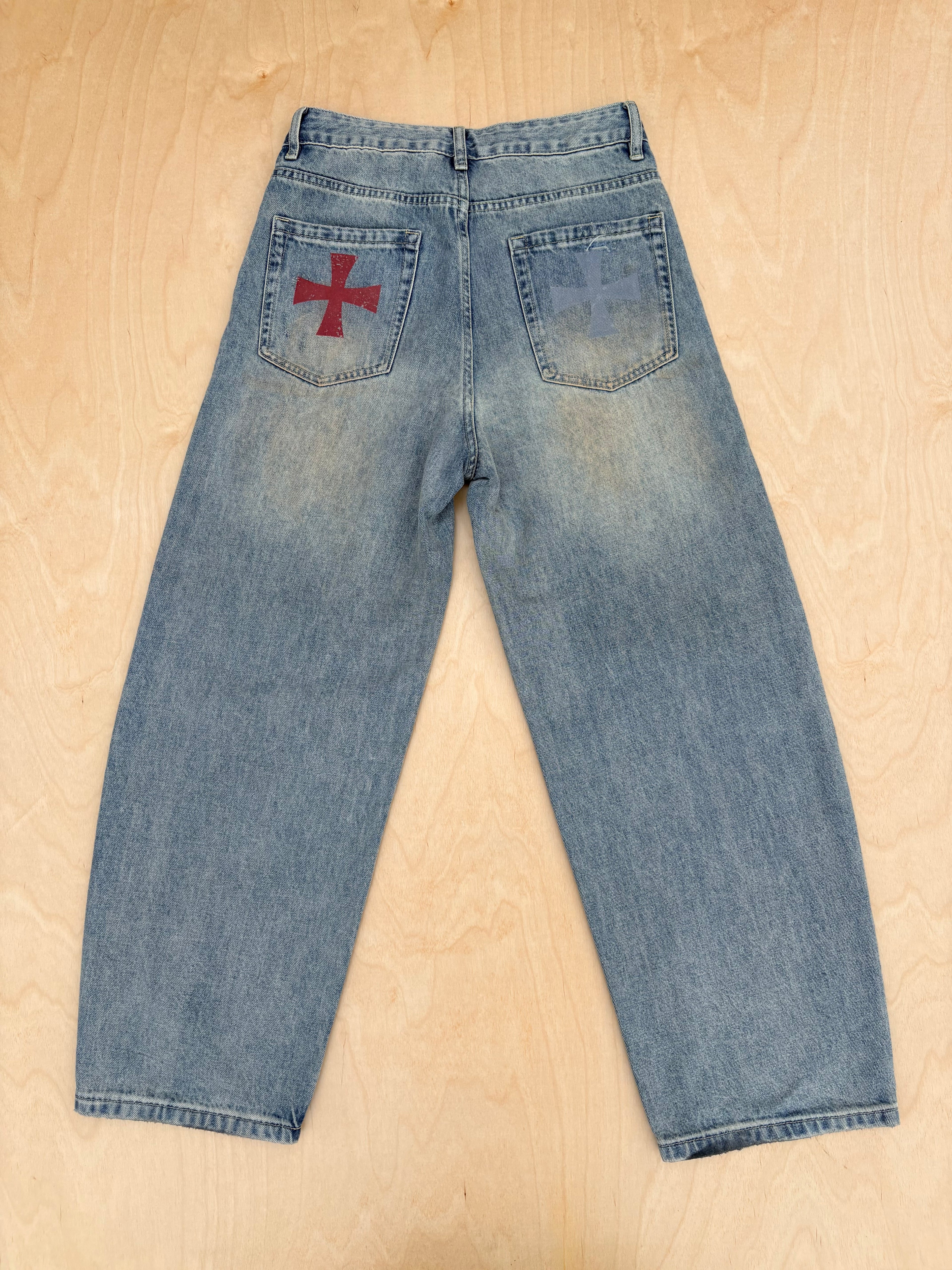 Redeemed Distressed Barrel Leg Jeans