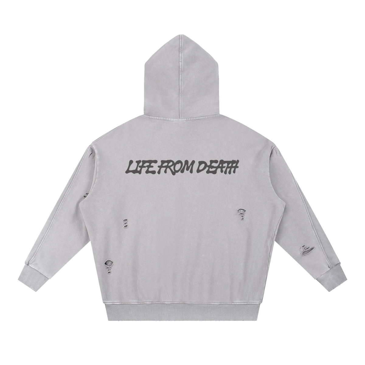 Light Gray Redeemed Snow Washed Distressed Panel Pocket Hoodie