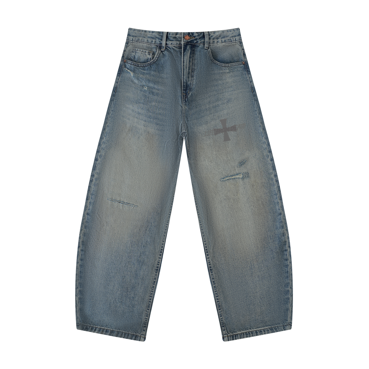 Redeemed Distressed Barrel Leg Jeans
